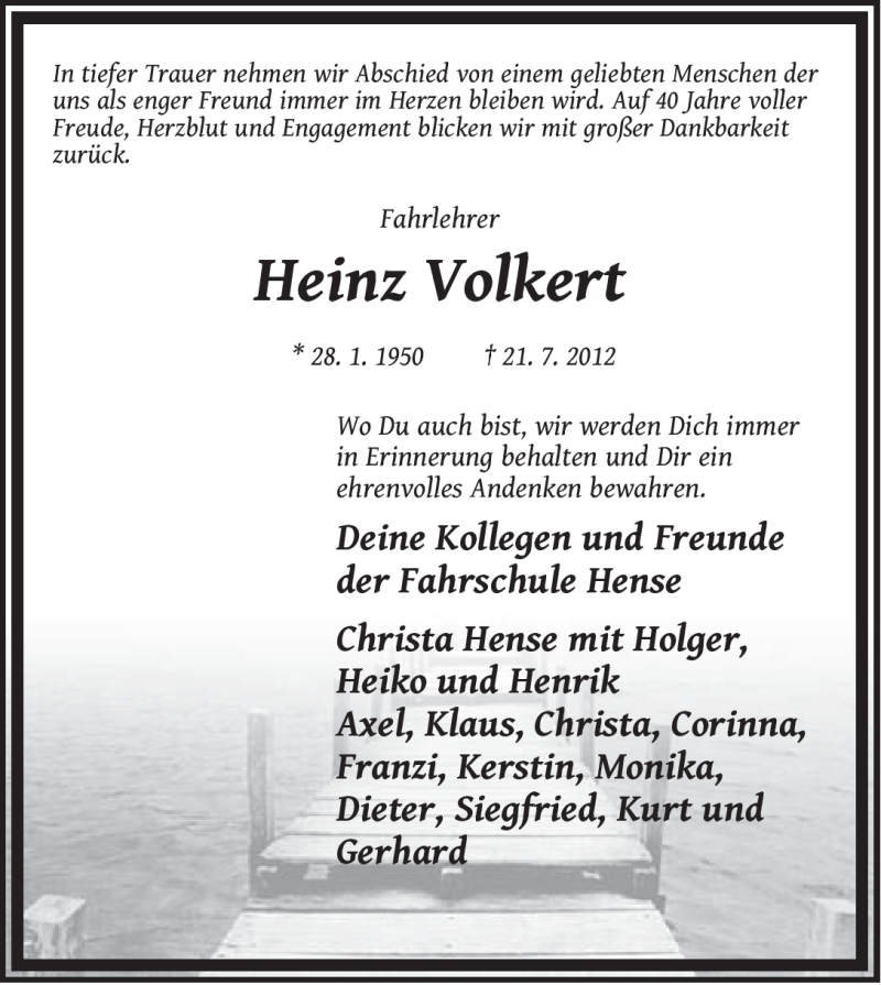 Traueranzeige für Heinz Volkert vom 26.07.2012 aus Pegnitz-Zeitung